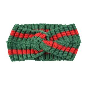 Green and Red Knitted Headband for women
